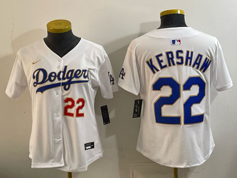 Youth 2026 Los Angeles Dodgers #22 Kershaw White Gold Game Nike MLB Jersey style 01
